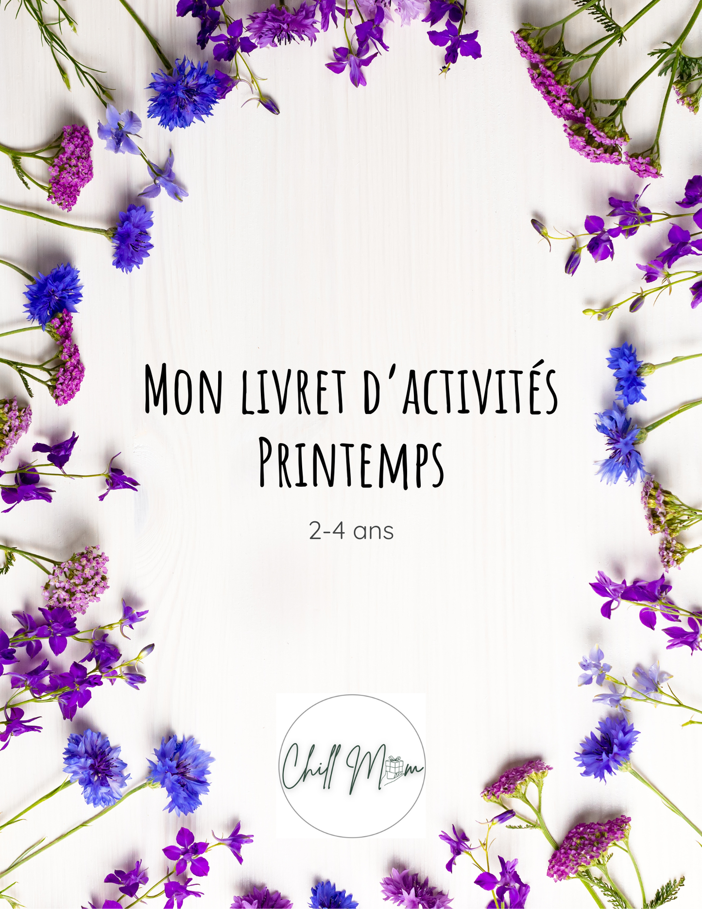 Children's activity book titled 'Mon Livret d'Activités Printemps' with spring-themed cover design.